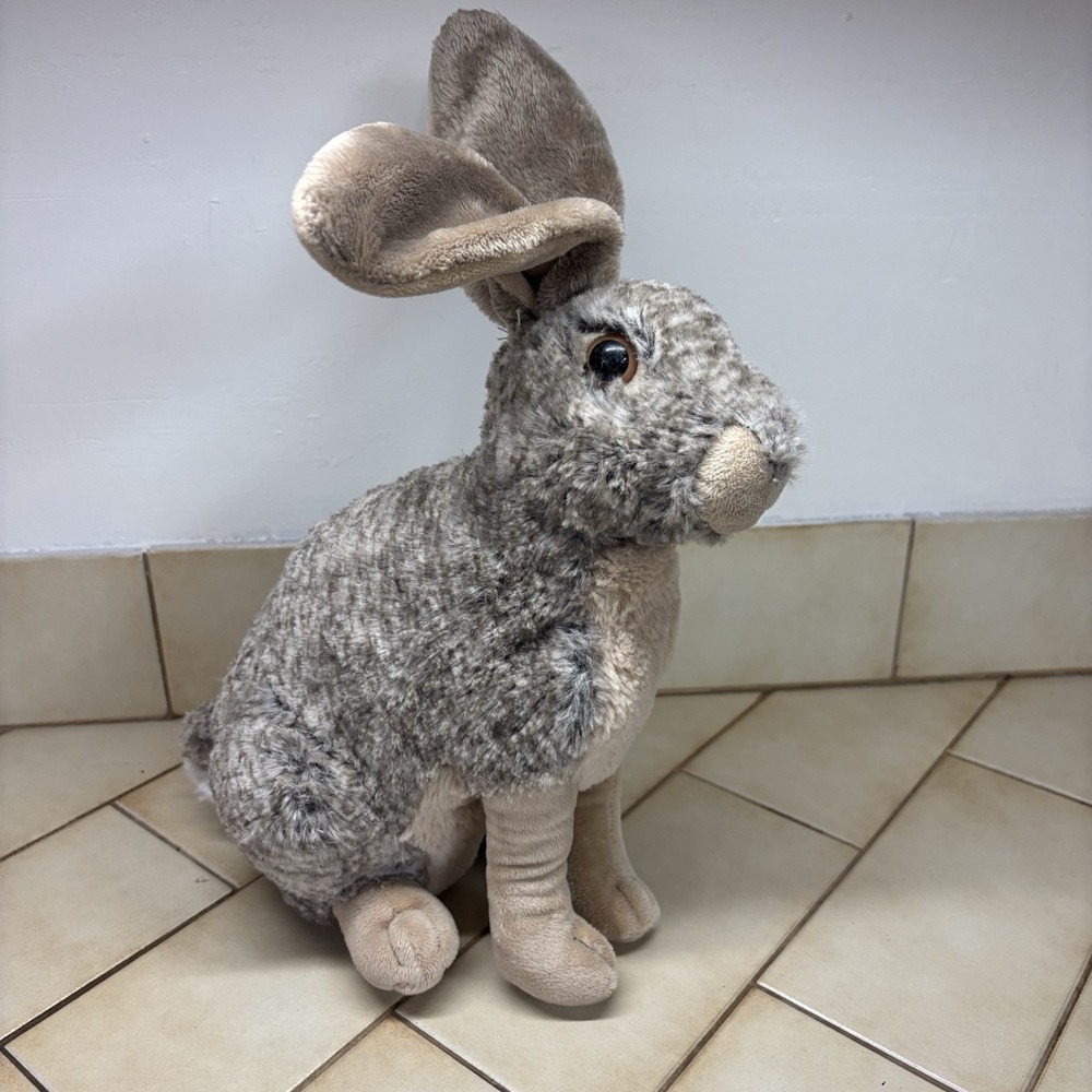 Wild Republic 12in Jack Rabbit Bunny Hare Plush Stuffed Animal Gray Brown